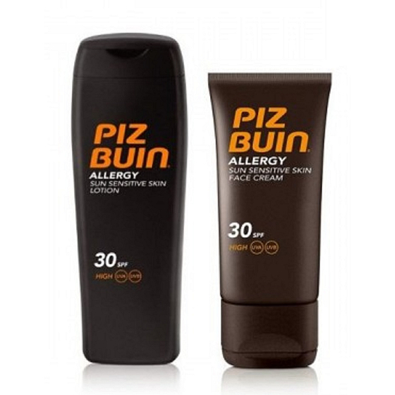 Piz Buin Allergy SPF30 mléko na opalování předchází vzniku sluneční alergie 200 ml + Allergy SPF30 Face Cream krém na opalování předchází vzniku sluneční alergie 50 ml