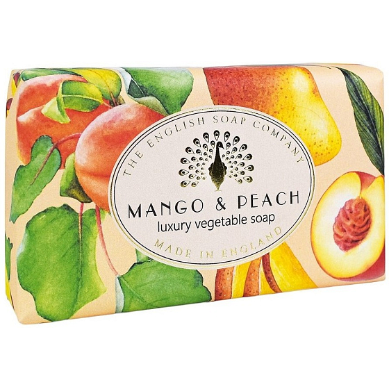 English Soap Mango & Broskev přírodní parfémované toaletní mýdlo s bambuckým máslem 190 g