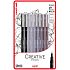 Uni Pin Creative Strokes Calligraphy Sada kreslících linerů se speciálním inkoustem Černá 0,6 a štětec/ Světle šedá 0,5 a štětec/ Tmavě šedá 0,5 a štětec/ Sepia 0,5 a štětec 8 kusů