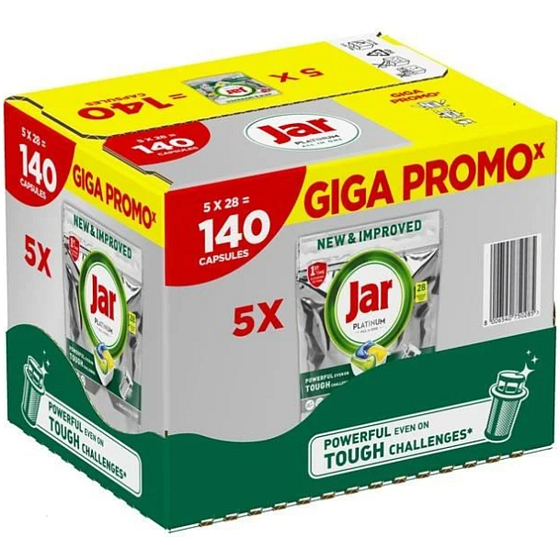 Jar Platinum All in One Lemon kapsle do myčky naczyń 5 x 28 sztuk