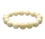 Bransoletka z elastycznego naturalnego kości słoniowej, koralik 12 mm / 16 - 17 cm