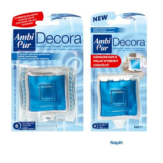 Ambi Pur Decora Křišťálová voda sklo osvěžovač vzduchu náhradní náplň 6 ml