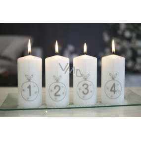 Lima Adventní sada bílá se šedými čísly svíčka válec 60 x 120 mm 4 kusy