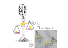 Zawieszka ze srebra próby 925 Luminozní - Znak zodiaku Waga, zawieszka do bransoletki