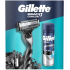 Gillette Mach3 maszynka do golenia + 1 wymienna głowica + żel do golenia z węglem drzewnym 200 ml, zestaw kosmetyków dla mężczyzn