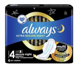 Always Ultra Secure Night hygienické vložky s křidélky 6 kusů