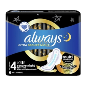 Always Ultra Secure Night podpaski higieniczne z skrzydełkami 6 sztuk