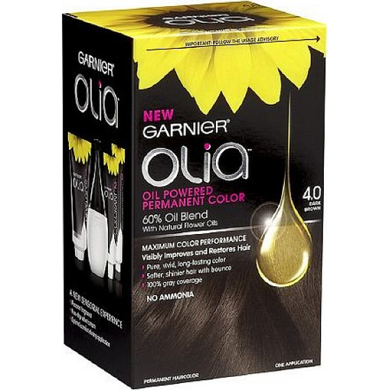Garnier Olia barva na vlasy bez amoniaku 4.0 Tmavě hnědá