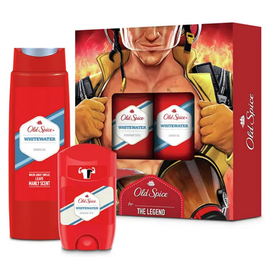 Old Spice White Water antiperspirant deodorant stick 50 ml + 2v1 sprchový gel na tělo a vlasy 250 ml, kosmetická sada pro muže