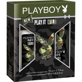 Playboy Play It Wild for Him parfémovaný deodorant sklo 75 ml + sprchový gel 250 ml, kosmetická sada