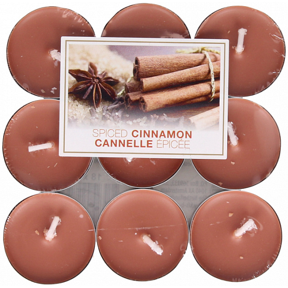 Bolsius Aromatic Spiced Cinnamon - Kořeněná skořice vonné čajové svíčky 18 kusů, doba hoření 4 hodiny