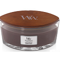 WoodWick Suede & Sandalwood - Semišové santalové dřevo vonná svíčka s dřevěným širokým knotem a víčkem loď 453 g