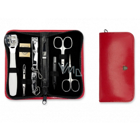 Kellermann 3 Swords luksusowy zestaw do manicure 9 elementów ze sztucznej skóry z wysokiej jakości sztucznej skóry Czerwony 5239 FN