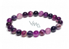 Achat purpurowy elastyczny naturalny kamień, kulka 8 mm / 16 - 17 cm