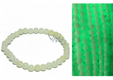 Jade Luminois Light Fosforeskujący, żółte światło w ciemności, bransoletka elastyczna naturalny kamień, kuleczka 6 mm / 16 - 17 cm