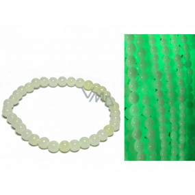 Jade Luminois Light Fosforeskujący, żółte światło w ciemności, bransoletka elastyczna naturalny kamień, kuleczka 6 mm / 16 - 17 cm Jade Luminois Light Fosforeskujący, żółte światło w ciemności, bransoletka elastyczna naturalny kamień, kuleczka 6 mm / 16 - 17 cm