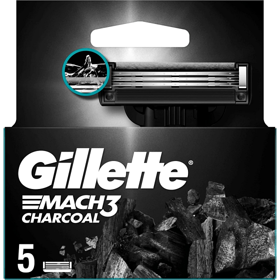 Gillette Mach3 Charcoal wkłady 5 sztuk, dla mężczyzn