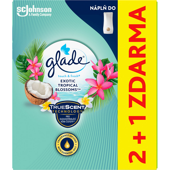Glade wkład zapachowy odświeżacza powietrza Touch Fresh Exotic Tropical Blossoms 3× 10 ml