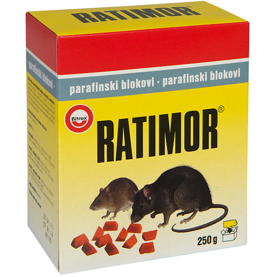 Ratimor parafínové bloky jed na hubení hlodavců s vysokou odolností proti vlhkosti 250 g