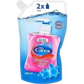 Carex Strawberry Candy Kids Jahoda antibakteriální tekuté mýdlo náhradní náplň 500 ml Carex Strawberry Candy Kids Jahoda antibakteriální tekuté mýdlo náhradní náplň 500 ml