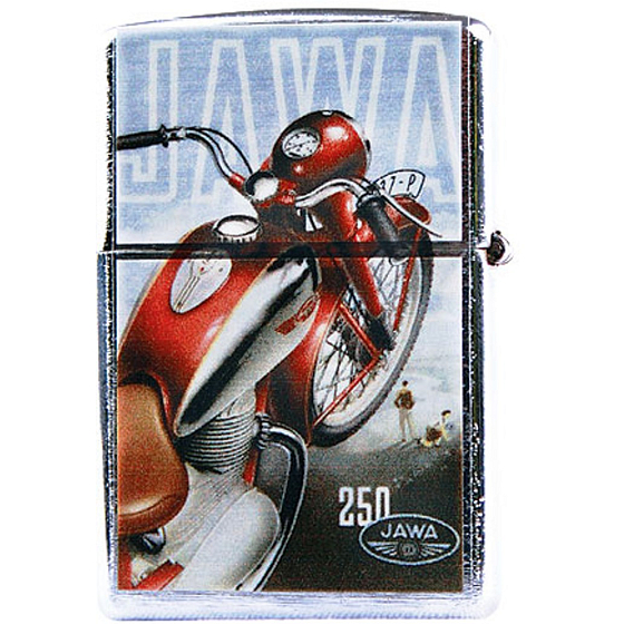 Bohemia Gifts Retro zapalovač kovový benzínový s potiskem Motorka Jawa 5,5 x 3,5 x 1,2 cm