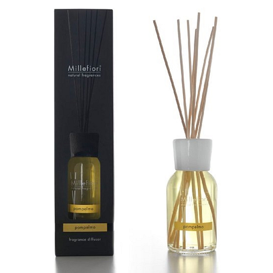 Millefiori Milano Natural Pompelmo - Grep Difuzér 100 ml + 7 stébel v délce 25 cm do menších prostor vydrží 5-6 týdnů