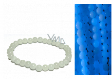 Jade Luminois Light Fosforeskujący, świeci w ciemności, bransoletka elastyczna naturalny kamień, kuleczka 6 mm / 16 - 17 cm