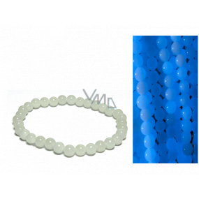 Jade Luminois Light Fosforeskujący, świeci w ciemności, bransoletka elastyczna naturalny kamień, kuleczka 6 mm / 16 - 17 cm