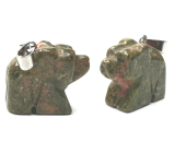 Unakit Niedźwiedź wisiorek naturalny kamień, ręcznie szlifowana figurka 1,8 x 2,5 x 8 mm, kamień osobistego wzrostu i wizji