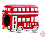 Zawieszka ze srebra próby 925 Londyn, czerwony autobus, koralik do bransoletki podróżniczej