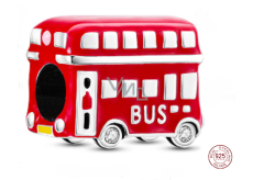 Zawieszka ze srebra próby 925 Londyn, czerwony autobus, koralik do bransoletki podróżniczej