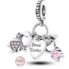 Zawieszka Sterling Silver 925 Rodzeństwo Siostry 3w1, charms do bransoletki rodzina