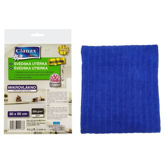 Clanax Szwedzka ściereczka z mikrofibry kuchenne niebieska 80 x 50 cm 235 g