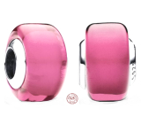 Charm Srebrna 925 Różowe Murano szkło, koralik na bransoletkę symbol