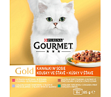 Purina Gourmet Gold dla kotów, kaczka z oliwkami, pstrąg z warzywami, królik z marchewką, cielęcina, 8x85 g