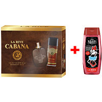 LA RIVE CABANA woda perfumowana 90 ml + dezodorant w sprayu 150 ml, zestaw prezentowy dla mężczyzn + Żel pod prysznic La Rive 2w1 Minie 250 ml GRATIS