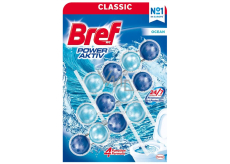Bref Power Aktiv 4 Formula Ocean Breeze blok WC do higieny i świeżości Twojej toalety, barwi wodę 3 x 50 g, megapack