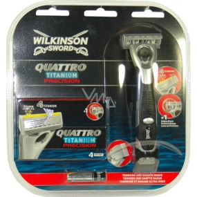 Wilkinson Quattro Titanium Precision holicí strojek 1 kus a 4 náhradní hlavice, kosmetická sada