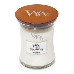 WoodWick Magnolia - Magnólie vonná svíčka s dřevěným knotem a víčkem sklo střední 275 g