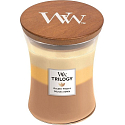 WoodWick Trilogy Golden Treats - Zlaté lahůdky vonná svíčka s dřevěným knotem a víčkem sklo střední 275 g