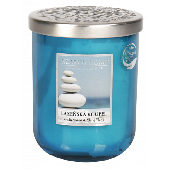 Heart & Home Lázeňská koupel Sojová vonná svíčka velká hoří až 70 hodin 340 g