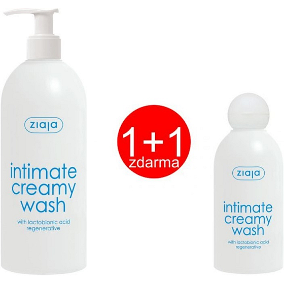 Ziaja Intima Kyselina laktobionová krémová intimní hygiena dávkovač 500 ml + Ziaja Intima Kyselina laktobionová krémová intimní hygiena 200 ml, duopack