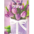 Nekupto Dárková papírová taška 32,5 x 26 x 13 cm Fialové tulipány 1372 30 KFL