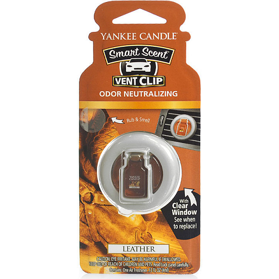Yankee Candle Leather - Kůže vonný klip do ventilace