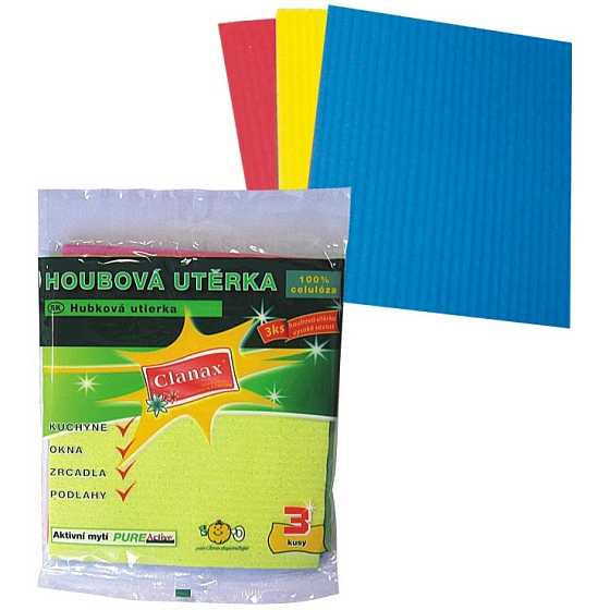 Clanax Houbová utěrka 100% celulóza 3 kusy