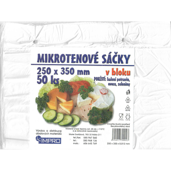 Impro Worek mikrotenowy w bloku 12my 250 x 350 mm 50 sztuk