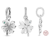 Zawieszka ze srebra próby 925 w kształcie koniczyny, charms do bransoletki, natura