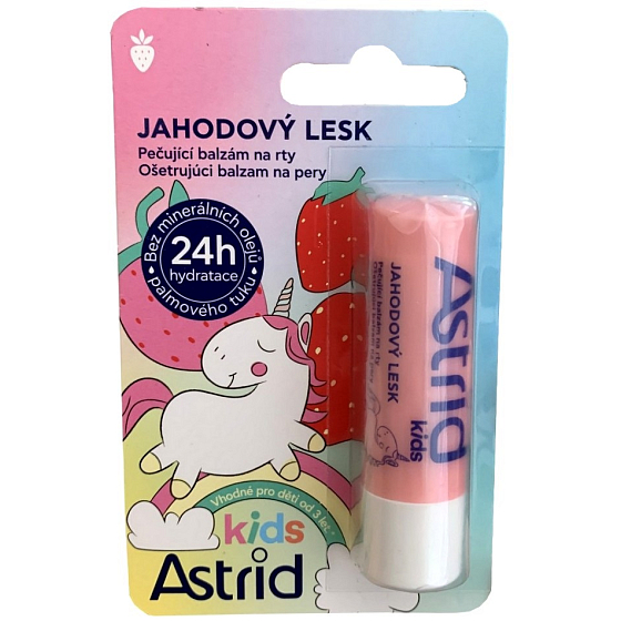 Astrid Kids Truskawkowy błyszczyk pielęgnacyjny balsam do ust dla dzieci 4,8 g