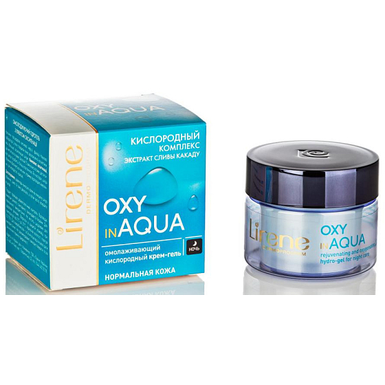 Lirene Oxy in Aqua omlazující, okysličující hydro-gel noční krém pro normální pleť 50 ml