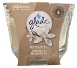 Glade Maxi Romantic Vanilla Blossom z aromatem waniliowego kwiatu świeca zapachowa w szkle, czas palenia do 52 godzin 224 g